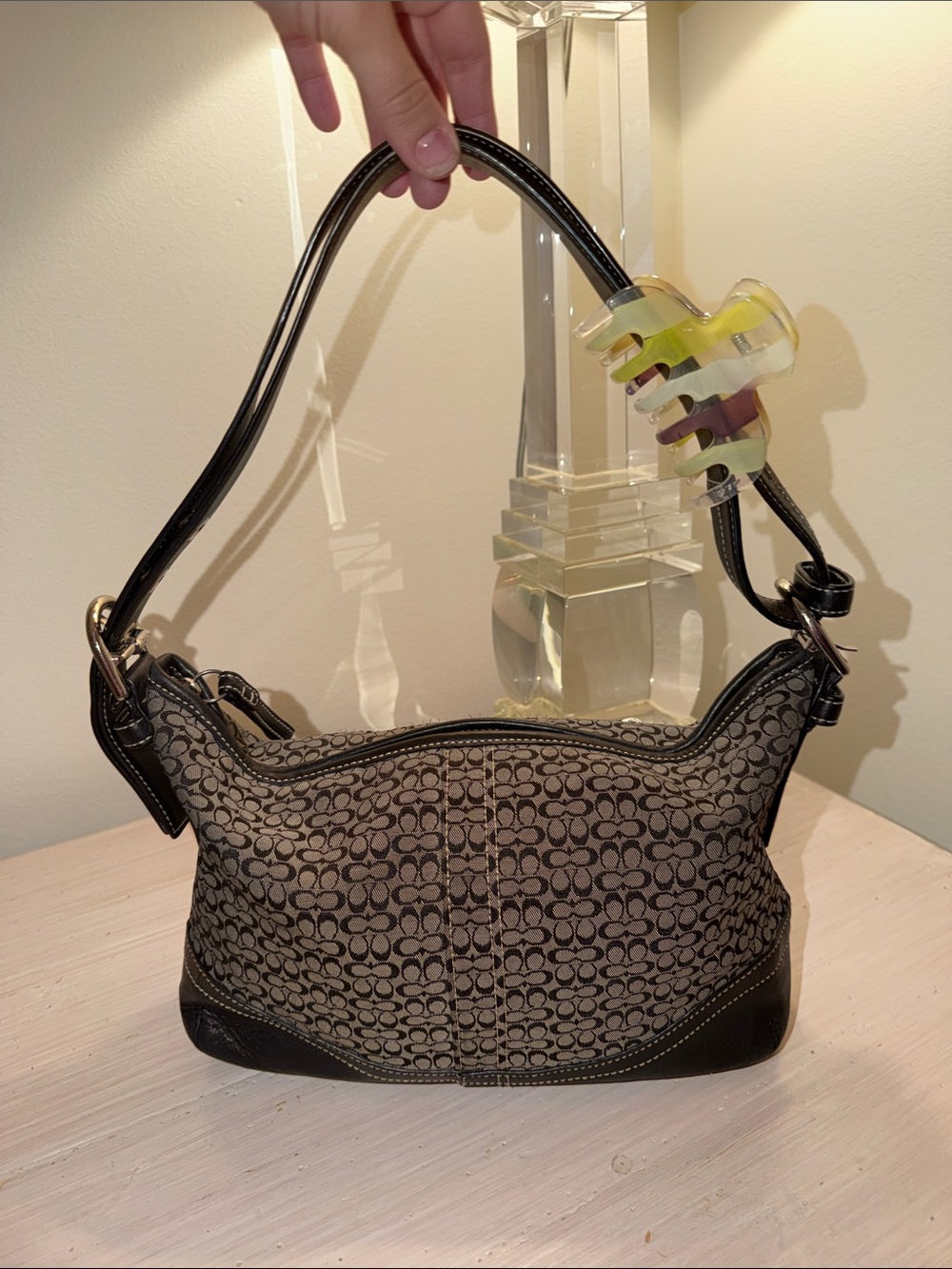 Y2K Black and Tan Coach Hampton Hobo Bag